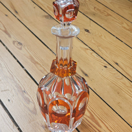 Carafe en cristal orange Val Saint-Lambert - Années 50