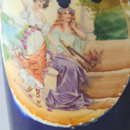 Vase vintage Josef Strnact bleu cobalt décor romantique