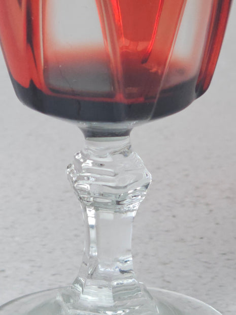 Petit verre à liqueur rubis Luminarc Rubilux - verre vintage années 60-70