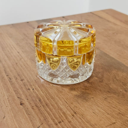 Boîte en cristal ambre et transparent Val Saint-Lambert Art déco
