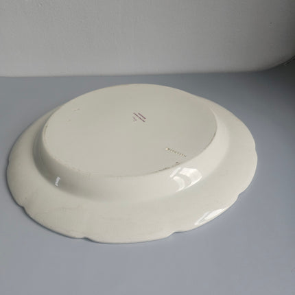 Grand plat de service d'exception ancien Wedgwood Frakenthal en céramique blanche et motifs rouges
