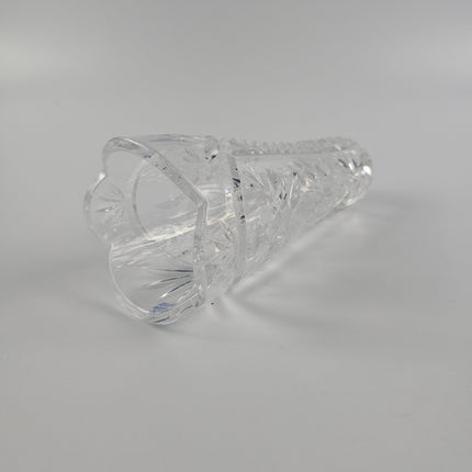 Vase en cristal transparent avec gravure motif floral Irena Pologne