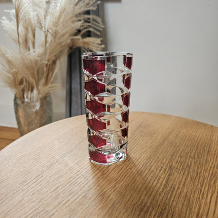 Luminarc clear glass vase with rubies