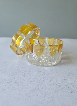 Boîte en cristal ambre et transparent Val Saint-Lambert Art déco