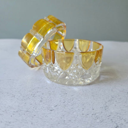 Boîte en cristal ambre et transparent Val Saint-Lambert Art déco