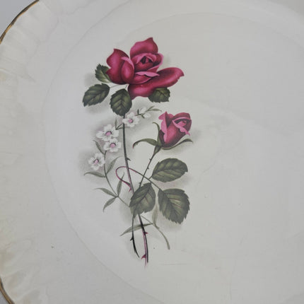 6 assiettes plates en porcelaine blanche décor de roses Digoin Sarreguemines
