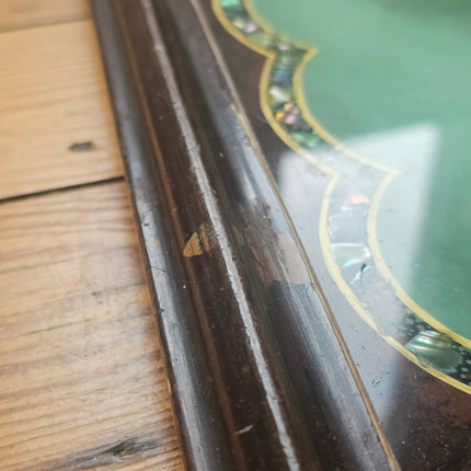 Plateau vintage en bois, verre et nacre