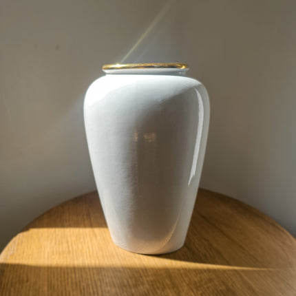 Vase vintage West Germany Scheurich 504-30 Blanc à liseré doré