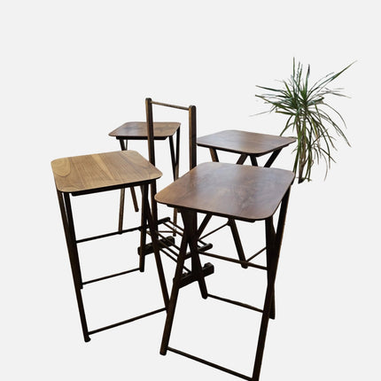 Set de 4 tables d'appoint pliantes en bois style Mid-Century Modern