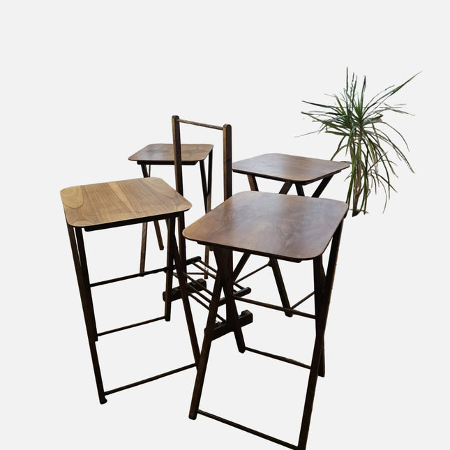 Set de 4 tables d'appoint pliantes en bois style Mid-Century Modern