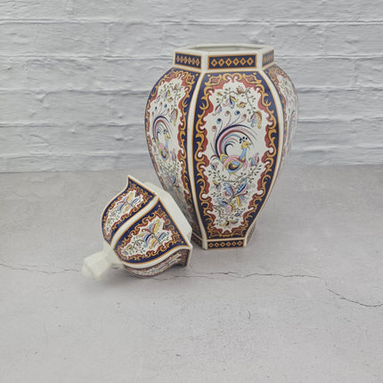 Vase antique chinois ou potiche B&G Italie en porcelaine multicolore