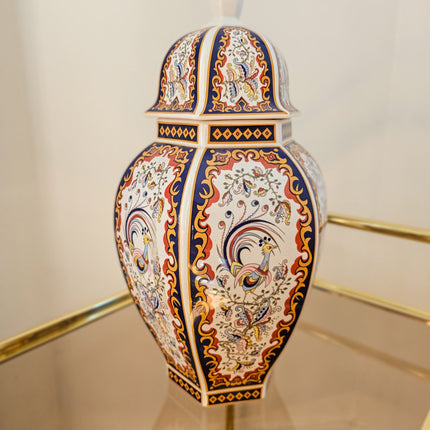 Vase antique chinois ou potiche B&G Italie en porcelaine multicolore