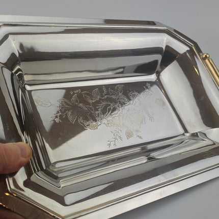 Plateau en inox 18/10 Elegant Gioiel motif floral gravé