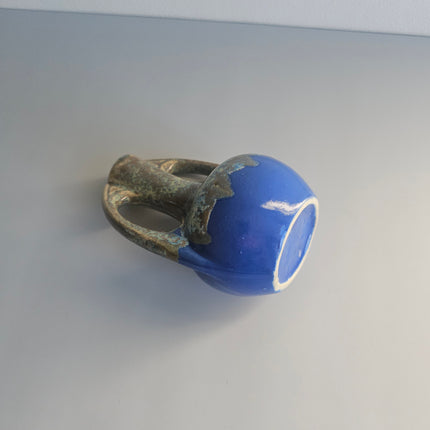 Petit vase amphore Art Déco Alphonse Mouton Saint-Uze bleu avec effet enflammé années 1930