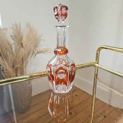 Carafe en cristal orange Val Saint-Lambert - Années 50