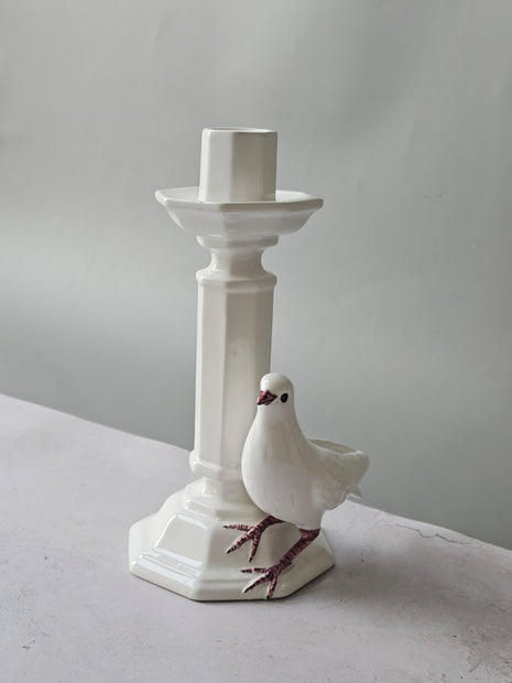 Bougeoir vintage Costa Italy céramique blanche colombe - Années 50