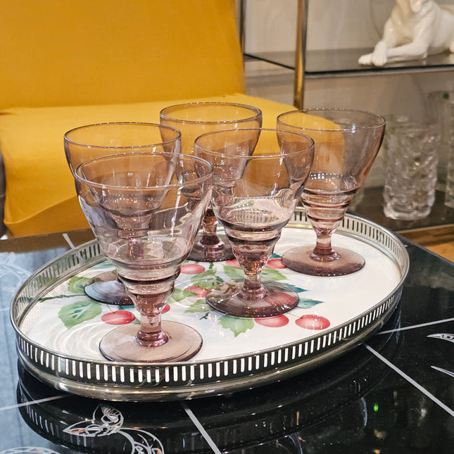 5 vintage glazen in Art Deco-stijl