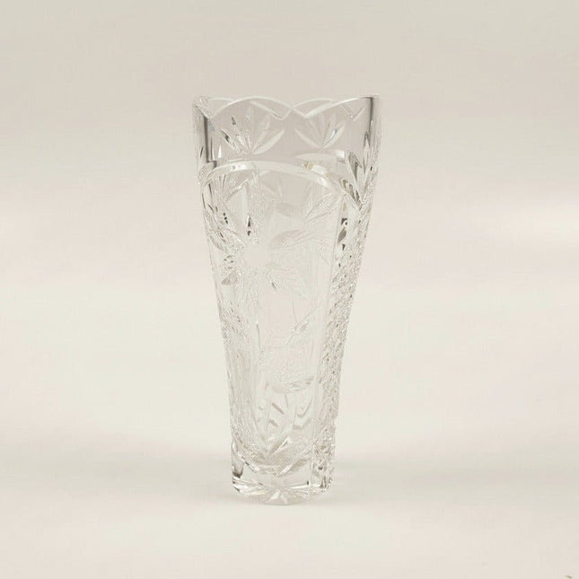 Vase en cristal transparent avec gravure motif floral Irena Pologne