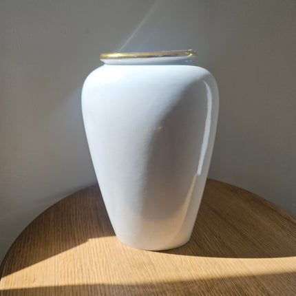 Vase vintage West Germany Scheurich 504-30 Blanc à liseré doré
