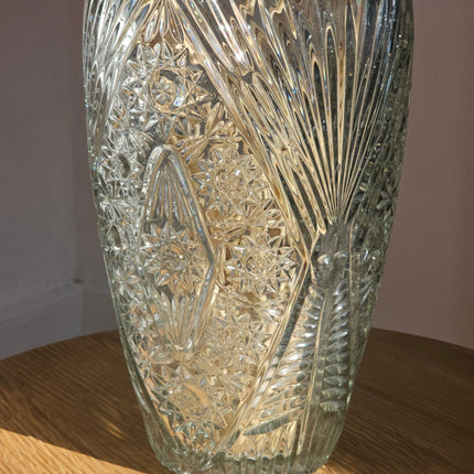 Grand Vase en Verre Pressé 32cm Style Bohème | Vase Transparent Chic