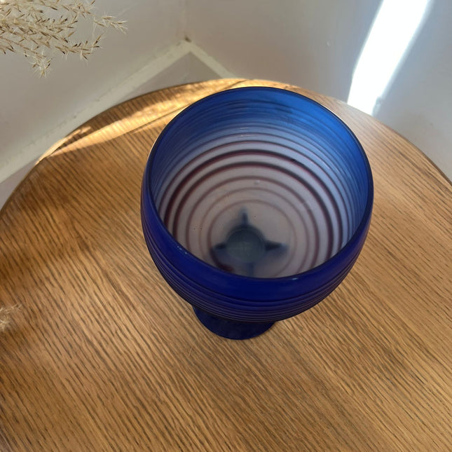 Coupe en verre soufflé bleu style Murano - Années 50/70