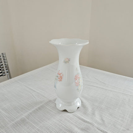 Vase vintage motif floral en porcelaine blanche de Gerold- Porzellan