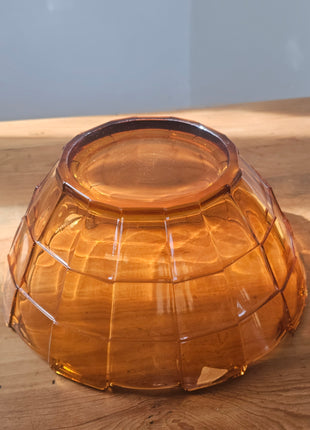 Saladier Coupe à fruits vintage verre ambré motifs géométriques - Style Art déco