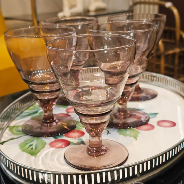 5 vintage glazen in Art Deco-stijl