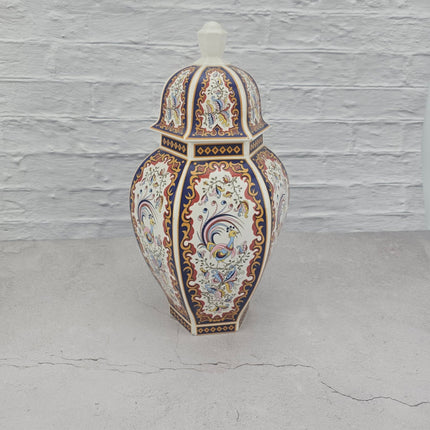 Vase antique chinois ou potiche B&G Italie en porcelaine multicolore
