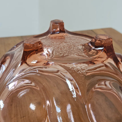 Coupe à fruits en verre rose sur pied tripode Art déco - Années 30