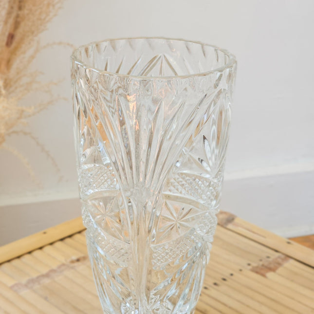 Large vintage cut crystal vase