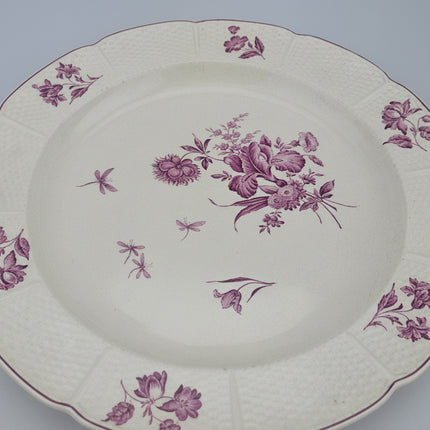Grand plat de service d'exception ancien Wedgwood Frakenthal en céramique blanche et motifs rouges