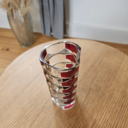 Luminarc clear glass vase with rubies