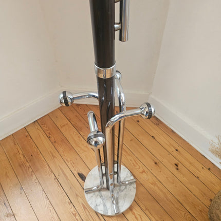 Porte-manteau sur pied vintage Space Age chrome et marbre - Années 70