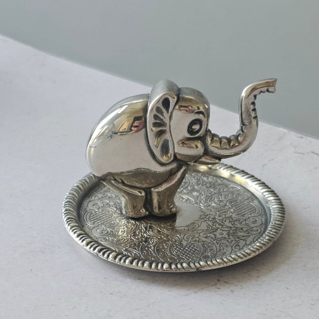 Porte-bagues et bijoux vintage éléphant Zinc Alloy Silver