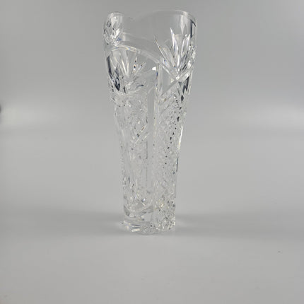 Vase en cristal transparent avec gravure motif floral Irena Pologne