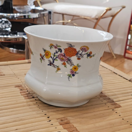 Cache-pot octogonal en porcelaine motif floral délicat Wunsiedel Bavaria