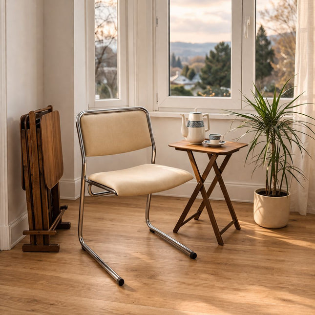 Set de 4 tables d'appoint pliantes en bois style Mid-Century Modern