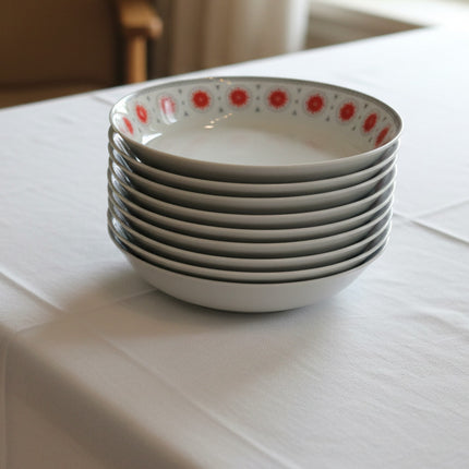 11 assiettes creuses vintage en porcelaine Johann Seltmann - Années 70
