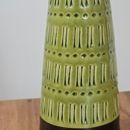 Vase diabolo vintage Marzi & Remy - Céramique Allemagne de l'Ouest 1960 - Décor relief vert olive