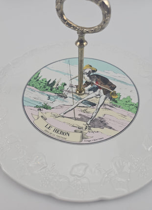Plateau à fromage Jean de la Fontaine en porcelaine de la CNP France, collection Lierre sauvage