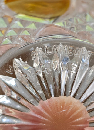 Boîte en cristal ambre et transparent Val Saint-Lambert Art déco