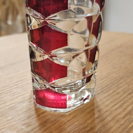 Luminarc clear glass vase with rubies