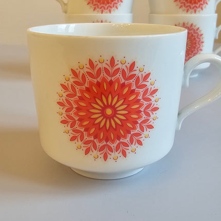 Série de 5 tasses àcafé vintage Winterling Bavaria - Décor soleil Pop Art 70s