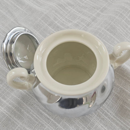 Service à café vintage Demeyere "Inaltérable" - Porcelaine et inox - Années 50-60