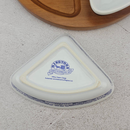 Lot de 4 ramequins pour apéritif avec plateau de présentation rond en bois Ringtons