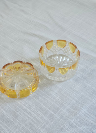 Boîte en cristal ambre et transparent Val Saint-Lambert Art déco