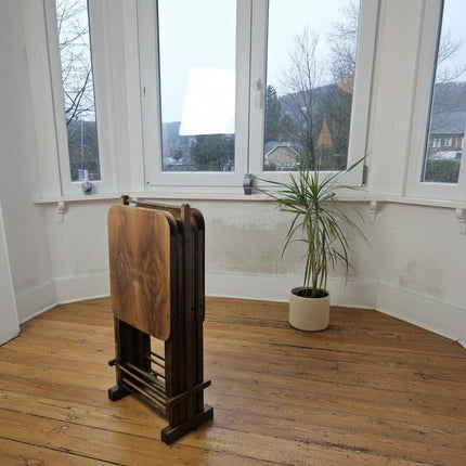 Set de 4 tables d'appoint pliantes en bois style Mid-Century Modern