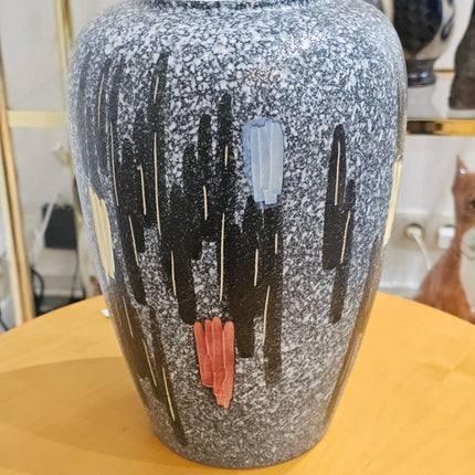 Grand vase en céramique Scheurich décor abstrait - Années 60