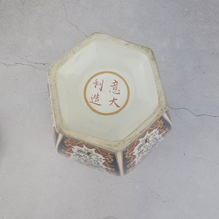 Vase antique chinois ou potiche B&G Italie en porcelaine multicolore